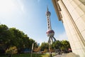 Shanghai, China - 2019 1st November: Panoramic view of the high buildings in the center of the city, close to Shanghai Tower and