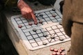 Two old man playing chinese chess xiangqi Royalty Free Stock Photo