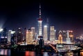 Shanghai city with bright lights Royalty Free Stock Photo