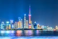 Shanghai city center skyline panorama at night Royalty Free Stock Photo