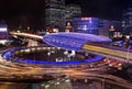 Shanghai city highway traffic in nightfall Royalty Free Stock Photo