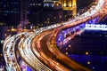 Shanghai city highway traffic in nightfall Royalty Free Stock Photo