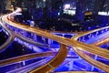 Shanghai city highway traffic in nightfall Royalty Free Stock Photo