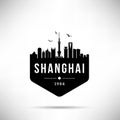 Shanghai City Modern Skyline Vector Template Royalty Free Stock Photo