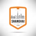 Shanghai City Modern Skyline Vector Template Royalty Free Stock Photo