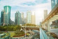 Shanghai city scape in sunset time. Modern enviroment. Royalty Free Stock Photo