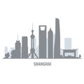 Shanghai city skyline - cityscape silhouette with landmarks