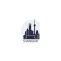 Shanghai city skyline silhouette vector logo illustration Royalty Free Stock Photo