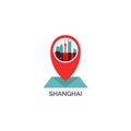 Shanghai city skyline silhouette vector logo illustration Royalty Free Stock Photo