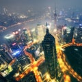 Shanghai City at sunset with light trails Royalty Free Stock Photo