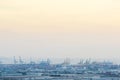 Shanghai container terminal at dusk, one of the largest cargo port in the world Royalty Free Stock Photo