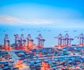 Shanghai container terminal at dusk Royalty Free Stock Photo