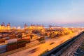 Shanghai container terminal in nightfall