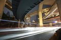 Shanghai high-speed urban viaduct construction background at night