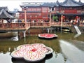 Shanghai Huxinting Teahouse in Yuyuan Garden. Tourism, lake and traditional building