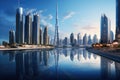 Shanghai Lujiazui Finance and Trade Zone of the modern city, Dubai Business Bay panoramic view, UAE, AI Generated