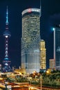 SHANGHAI-MAY 24, 2015. Oriental Pearl Tower on  blue sky background. Tower  470 meter the Oriental Pearl is one of Shanghai`s Royalty Free Stock Photo
