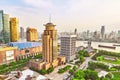 SHANGHAI-MAY 24, 2015. Skyline view from Bund waterfront on Pudo Royalty Free Stock Photo