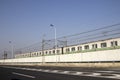 Shanghai metro train travels toward the city area Royalty Free Stock Photo