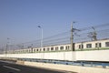 Shanghai metro train travels toward the city area Royalty Free Stock Photo