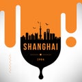 Shanghai Modern Web Banner Design with Vector Skyline Royalty Free Stock Photo