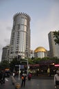 Shanghai, 2nd may: Skyscrapes seen from the famous Nanjing Road in Shanghai Royalty Free Stock Photo