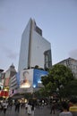 Shanghai, 2nd may: Skyscrapes seen from the famous Nanjing Road in Shanghai Royalty Free Stock Photo