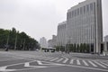 Shanghai, 2nd May: Street view on a foggy morning from Shanghai