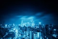 Shanghai at night with blue tone Royalty Free Stock Photo