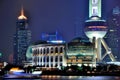 Shanghai oriental pearl tower and city night