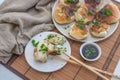 Shanghai pan fried pork dumpling with wild garlic