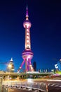 Shanghai Pearl Tower at Night Royalty Free Stock Photo
