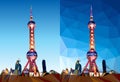Shanghai Pearl Tower Polygon Vector Royalty Free Stock Photo