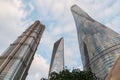 Shanghai`s Jin Mao Tower, Shanghai World Financial Center, Shanghai Tower, the tallest buildings in Shanghai Royalty Free Stock Photo