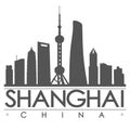 Shanghai Silhouette Design City Vector Art