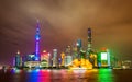 Shanghai skyline above the Huangpu River at night Royalty Free Stock Photo