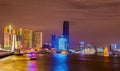 Shanghai skyline above the Huangpu River at night Royalty Free Stock Photo