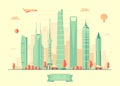 Shanghai skyline architecture vector illustration