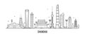 Shanghai skyline China buildings vector linear art Royalty Free Stock Photo