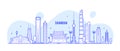 Shanghai skyline China buildings vector linear art