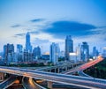 Shanghai skyline with city interchange Royalty Free Stock Photo