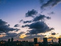Shanghai Skyline City Panorama with colorful sky sunset and cloud in Shanghai