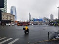 Shanghai skyline in the fog.