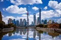 Shanghai skyline with historical Waibaidu bridge