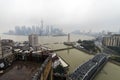 Shanghai Skyline and the Hungapu River on cloudy day Royalty Free Stock Photo