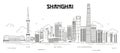 Shanghai cityscape line art vector illustration Royalty Free Stock Photo