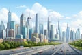 Shanghai skyline with modern skyscrapers and highway, China, CBD skyline full city view and tall financial buildings in Beijing, Royalty Free Stock Photo