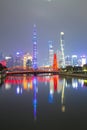 Shanghai skyline and Waibaidu Bridge night, China Royalty Free Stock Photo