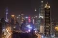 Shanghai skyline at night with the Shanghai Tower and Shanghai World Financial Center on background Royalty Free Stock Photo