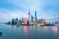 Shanghai skyline in nightfall Royalty Free Stock Photo
